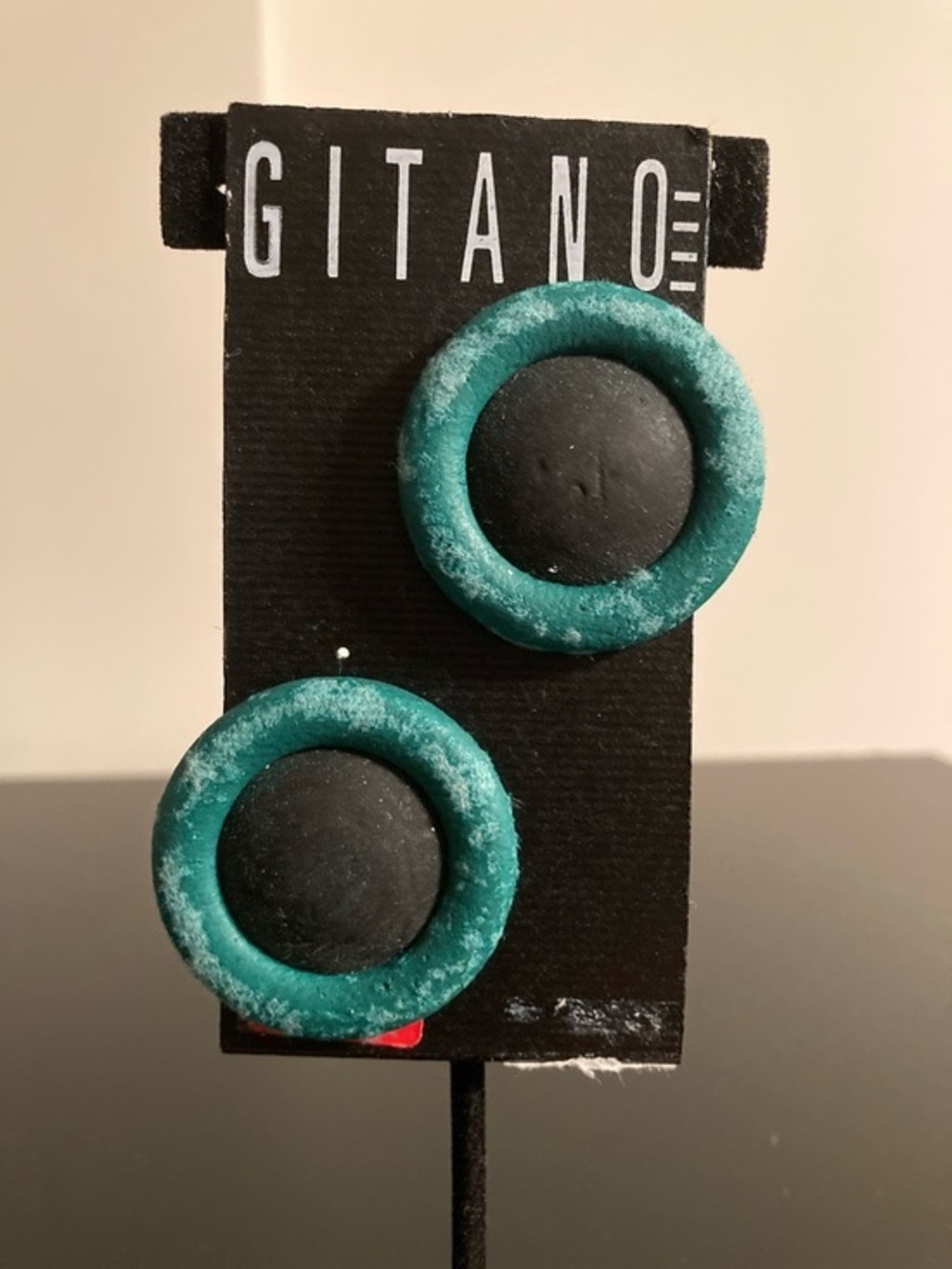 Gitano Teal and Black Round Earrings - Chunky Two-Tone Circles